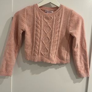 Tommy Bahama girls pink chenille sweater, size 6 runs small, never worn.